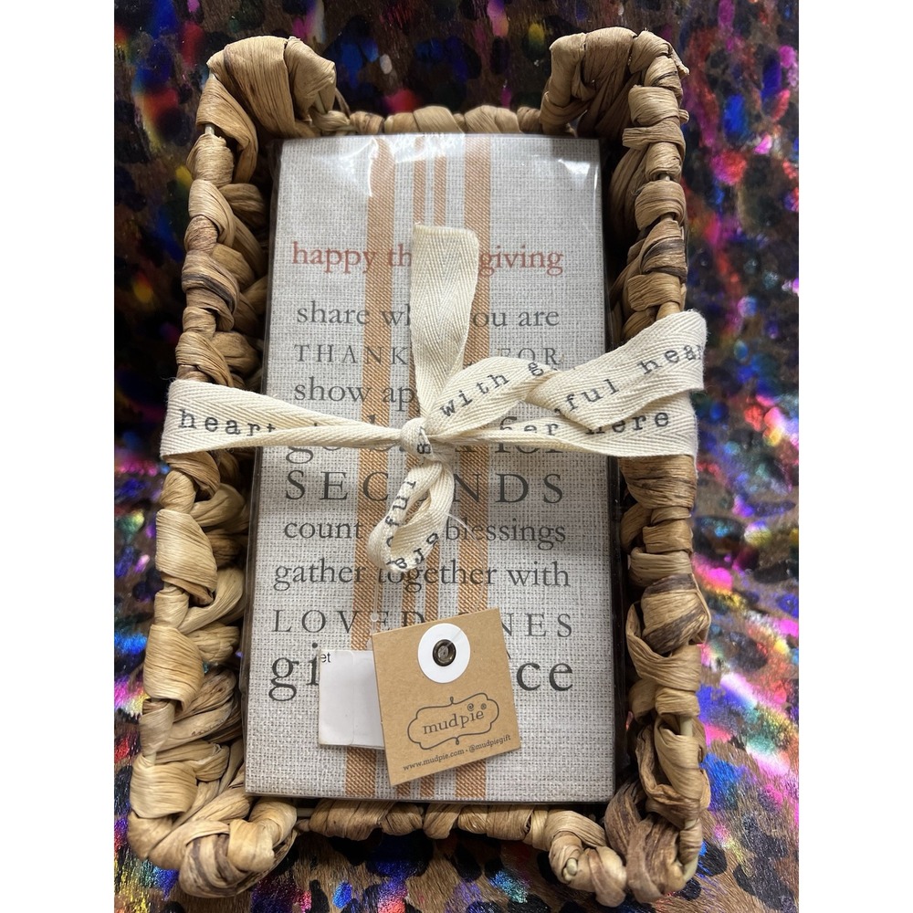 Mud Pie Thanksgiving Paper Napkin and Holder Set, 9x4‎